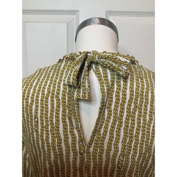 Michael Kors White & Gold Chain Print Top W/ Chain Neck $125, Size S, NWT! - Picture 8 of 10